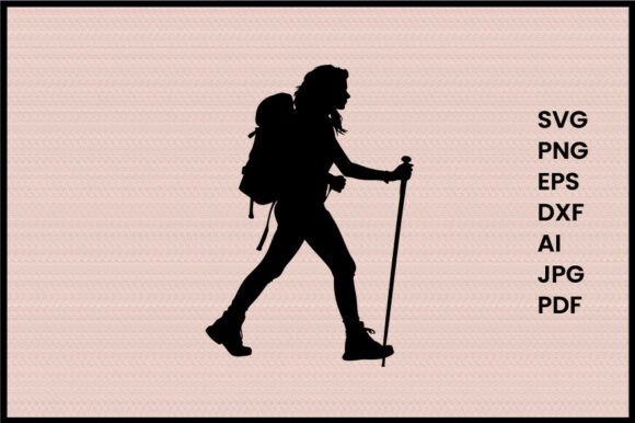 A Woman Hiking Illustration Silhouette