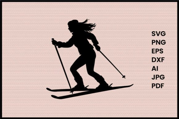 A Woman Skiing Illustration Silhouette