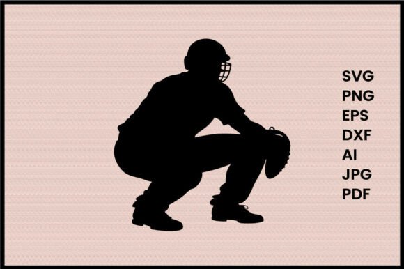 Baseball Catcher Squatting Illustration