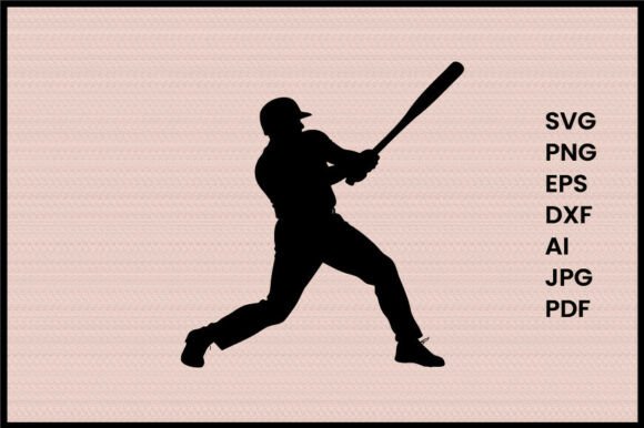 Baseball Player Swinging Bat Silhouette
