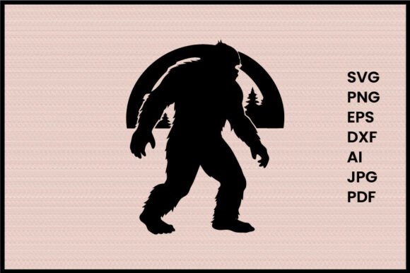 Bigfoot at Night Illustration Silhouette