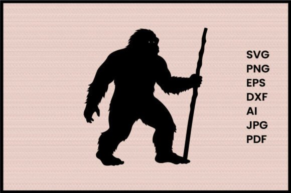 Bigfoot Holding Stick Illustration