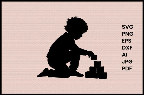 Child Playing with Blocks Illustration