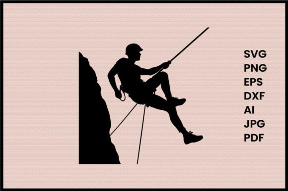 Climber Rappelling Down Illustration