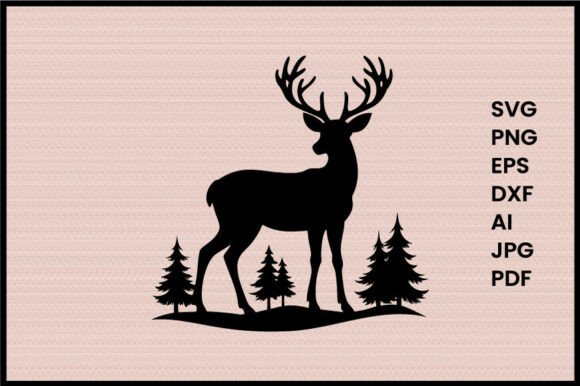 Deer in Winter Forest Illustration