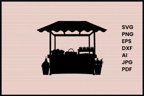 Farm Market Stand Illustration: A Fresh Take for Embroidery Projects