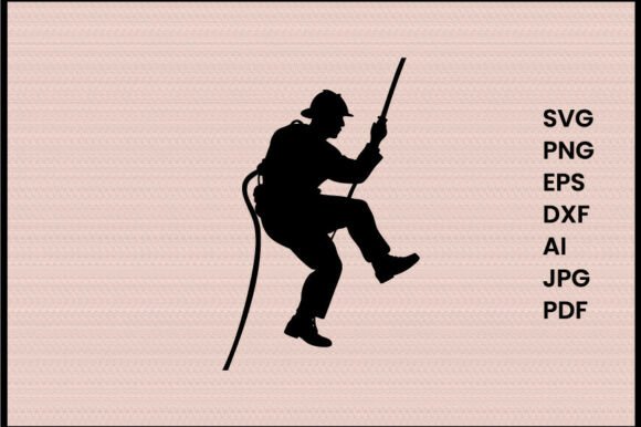 Firefighter Climbing Down Illustration