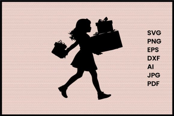 Girl Carrying Gifts Illustration