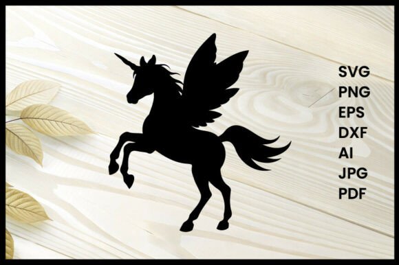Unicorn with Fairy Wings Silhouette
