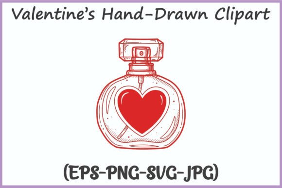 Valentines Doodle Heart Perfume PNG SVG